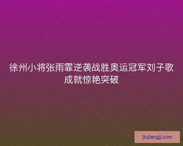 徐州小将张雨霏逆袭战胜奥运冠军刘子歌成就惊艳突破